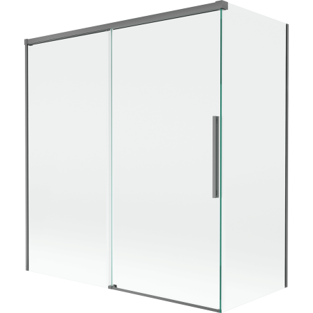 Mexen Rox parawan nawannowy 2-skrzydłowy rozsuwany 150 + 70 x 150 cm, transparent, gun metal - 8C9-150-070-95-00