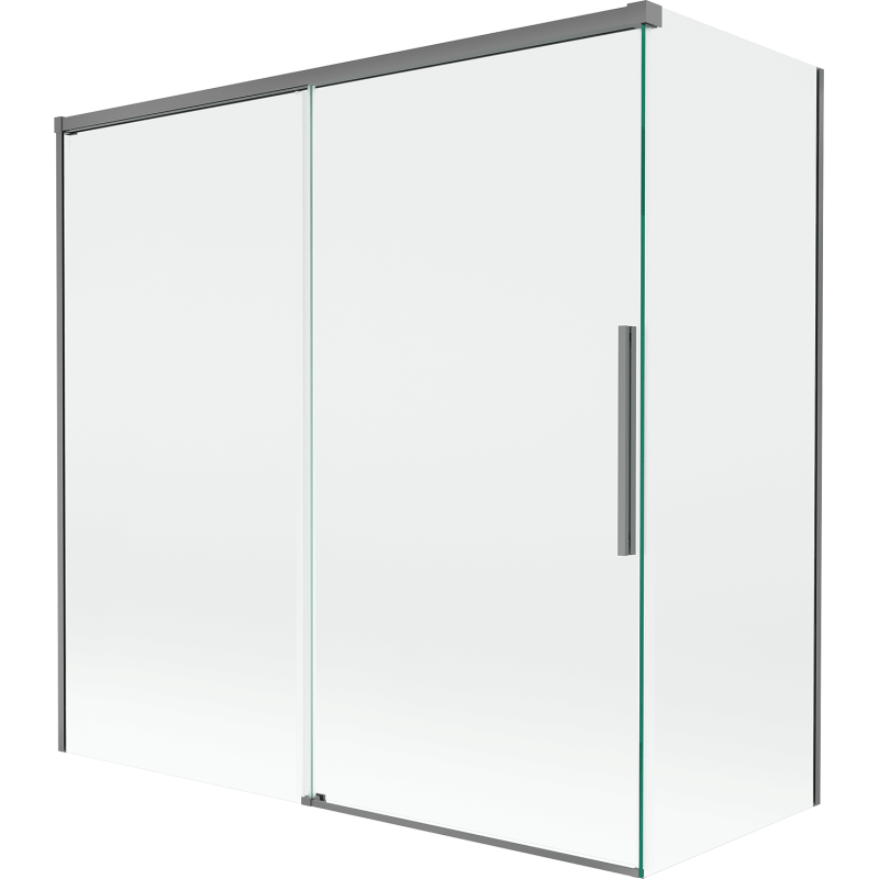 Mexen Rox 2-Panel Sliding Bath Screen 160 + 70 x 150 cm, Transparent, Gun Metal - 8C9-160-070-95-00