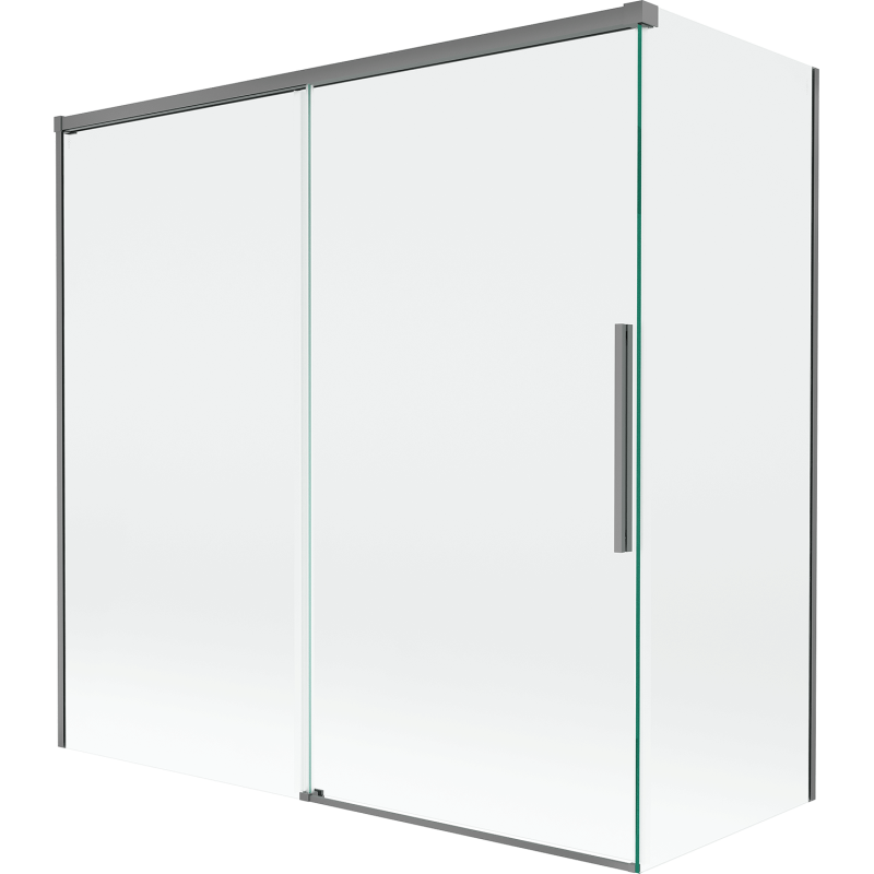 Mexen Rox Badewannenabtrennung 2-flügelig verschiebbar 160 + 70 x 150 cm, transparent, Gun Metal - 8C9-160-070-95-00