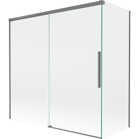 Mexen Rox Badewannenabtrennung 2-flügelig verschiebbar 160 + 70 x 150 cm, transparent, Gun Metal - 8C9-160-070-95-00