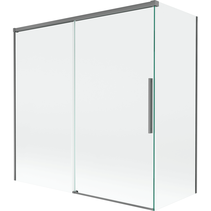 Mexen Rox 2-vleugelige verschuifbare badwand 160 + 75 x 150 cm, transparant, kanonmetaal - 8C9-160-075-95-00