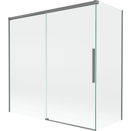 Mexen Rox 2-vleugelige verschuifbare badwand 160 + 75 x 150 cm, transparant, kanonmetaal - 8C9-160-075-95-00