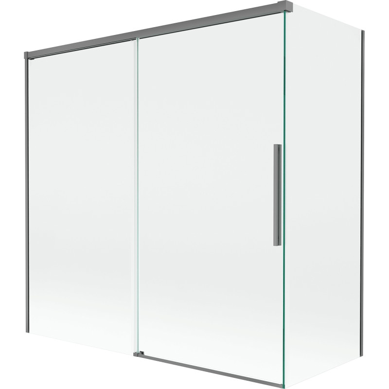 Mexen Rox dvodijelna klizna tuš pregrada 160 + 80 x 150 cm, prozirna, gun metal - 8C9-160-080-95-00