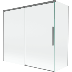 Mexen Rox dvoslojni stakleni paravan na kadi 170 + 80 x 150 cm, proziran, tamno sive boje - 8C9-170-080-95-00