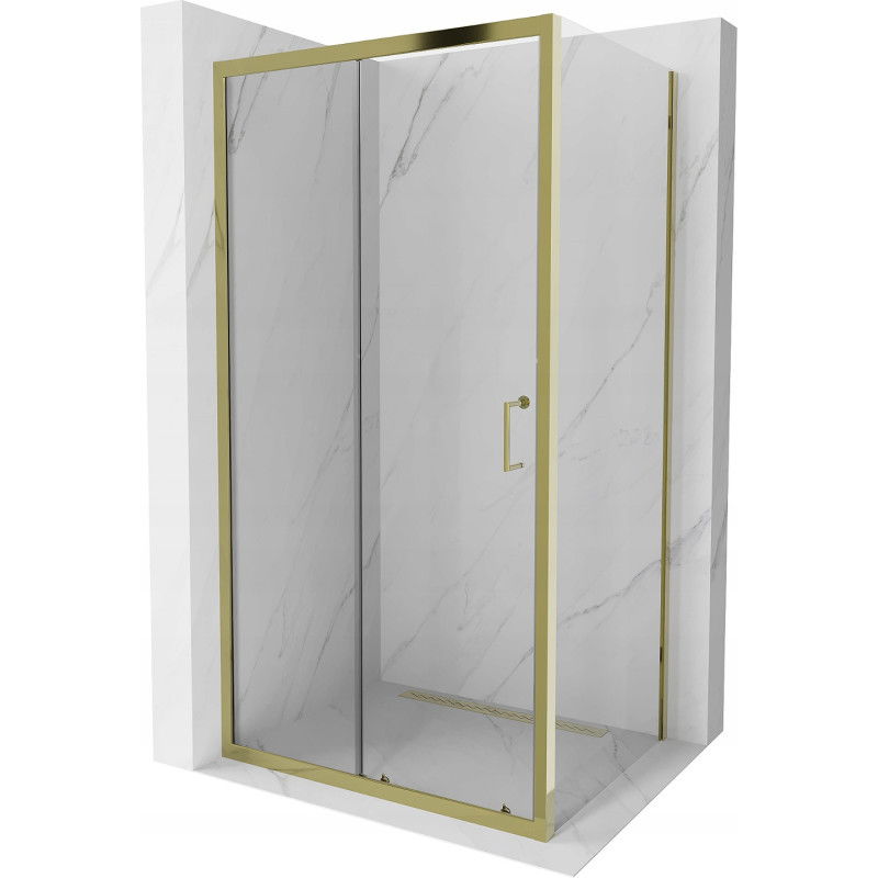 Mexen Apia Duschkabine Schiebetür 100 x 80 cm, transparent, gold - 840-100-080-50-00