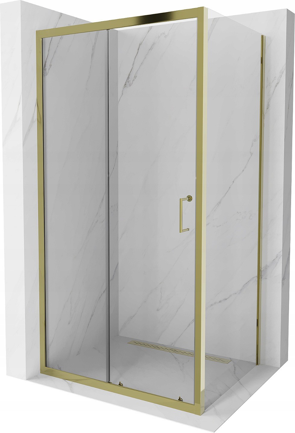 Mexen Apia kabina prysznicowa rozsuwana 100 x 80 cm, transparent, złota - 840-100-080-50-00