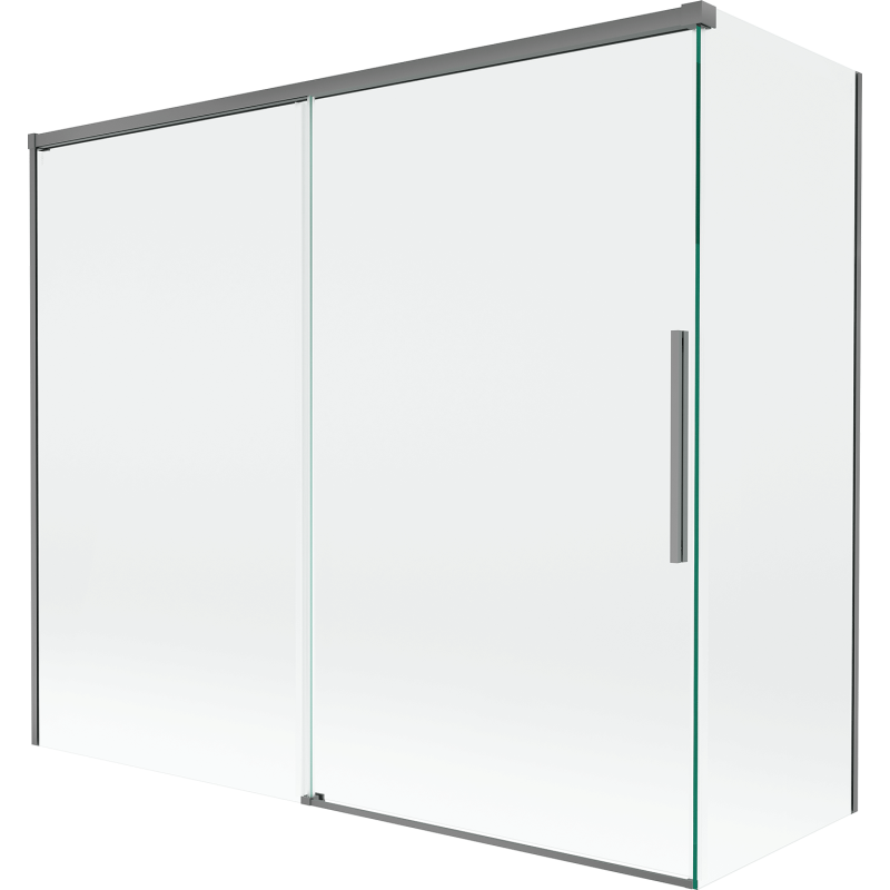 Mexen Rox Badewannenabtrennung 2-flügelig verschiebbar 180 + 80 x 150 cm, transparent, Gun Metal - 8C9-180-080-95-00