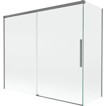 Mexen Rox Badewannenabtrennung 2-flügelig verschiebbar 180 + 80 x 150 cm, transparent, Gun Metal - 8C9-180-080-95-00