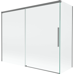 Mexen Rox Pomični paravan za kadu s dva krila 190 + 80 x 150 cm, prozirni, tamno sivi - 8C9-190-080-95-00