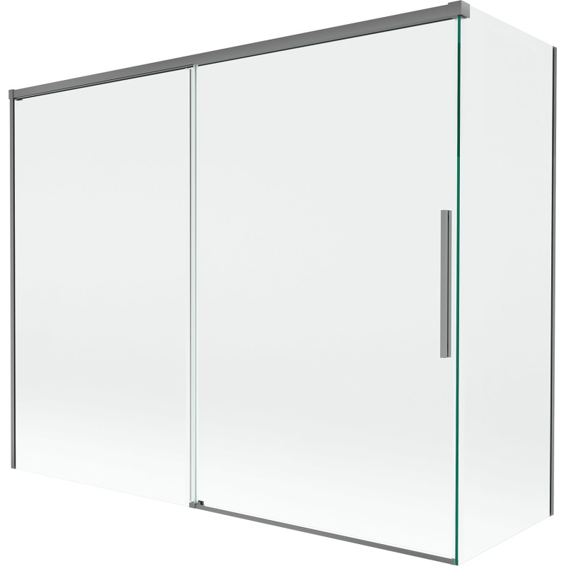 Mexen Rox Pomični paravan za kadu s dva krila 190 + 80 x 150 cm, prozirni, tamno sivi - 8C9-190-080-95-00