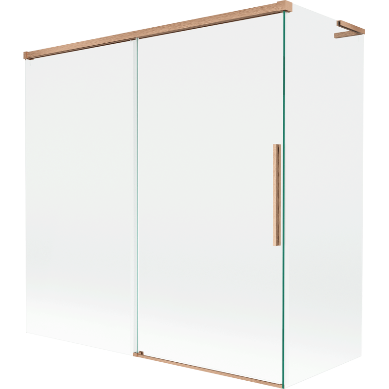 Mexen Rox L parawan nawannowy 2-skrzydłowy rozsuwany 160 + 75 x 150 cm, transparent, miedź szczotkowana - 8C9L-160-075-65-00
