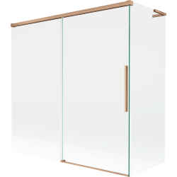 Mexen Rox L 2-osaline vanniparavan, liuguv 160 + 80 x 150 cm, läbipaistev, harjatud vask - 8C9L-160-080-65-00