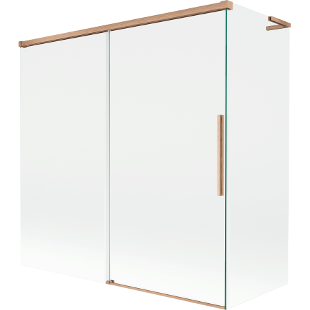 Mexen Rox L tweedelige, uitschuifbare badwand 160 + 80 x 150 cm, transparant, geborsteld koper - 8C9L-160-080-65-00