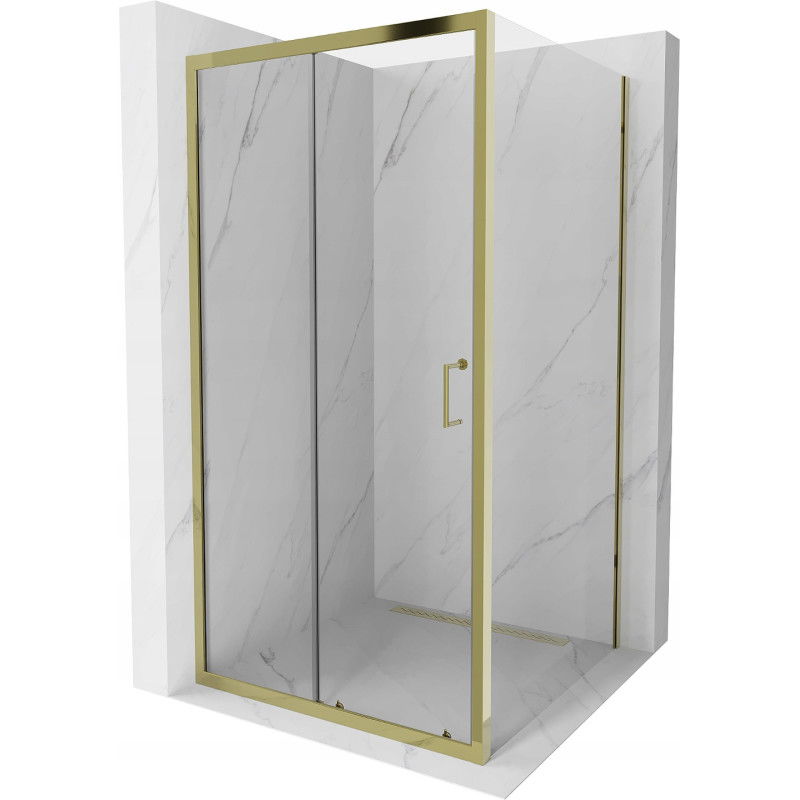 Mexen Apia cabine de douche coulissante 100 x 100 cm, transparent, or - 840-100-100-50-00