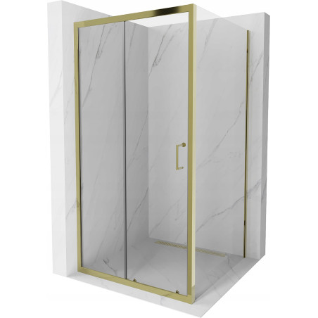 Mexen Apia schuifbare douchecabine 100 x 100 cm, transparant, goud - 840-100-100-50-00