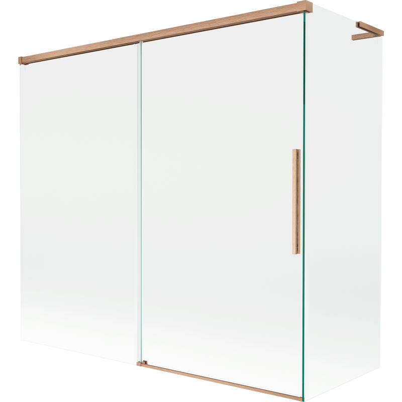 Mexen Rox L badwand 2-delig schuifbaar 170 + 80 x 150 cm, transparant, geborsteld koper - 8C9L-170-080-65-00