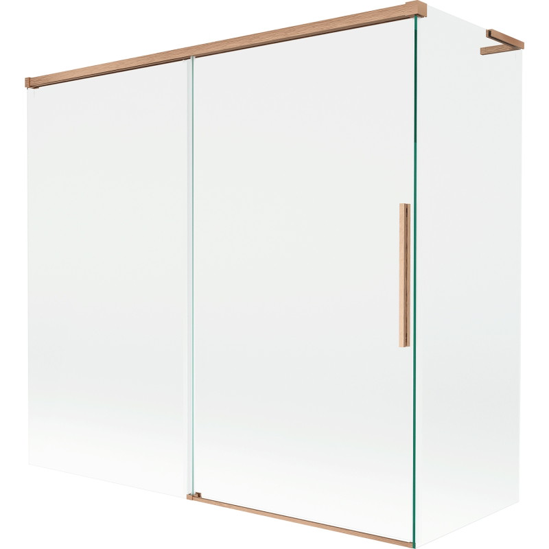 Mexen Rox L vannas paravāns, divdaļīgs, bīdāms, 170 + 80 x 150 cm, caurspīdīgs, matēts varš - 8C9L-170-080-65-00
