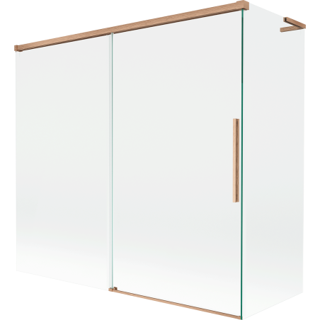 Mexen Rox L badwand 2-delig schuifbaar 170 + 80 x 150 cm, transparant, geborsteld koper - 8C9L-170-080-65-00