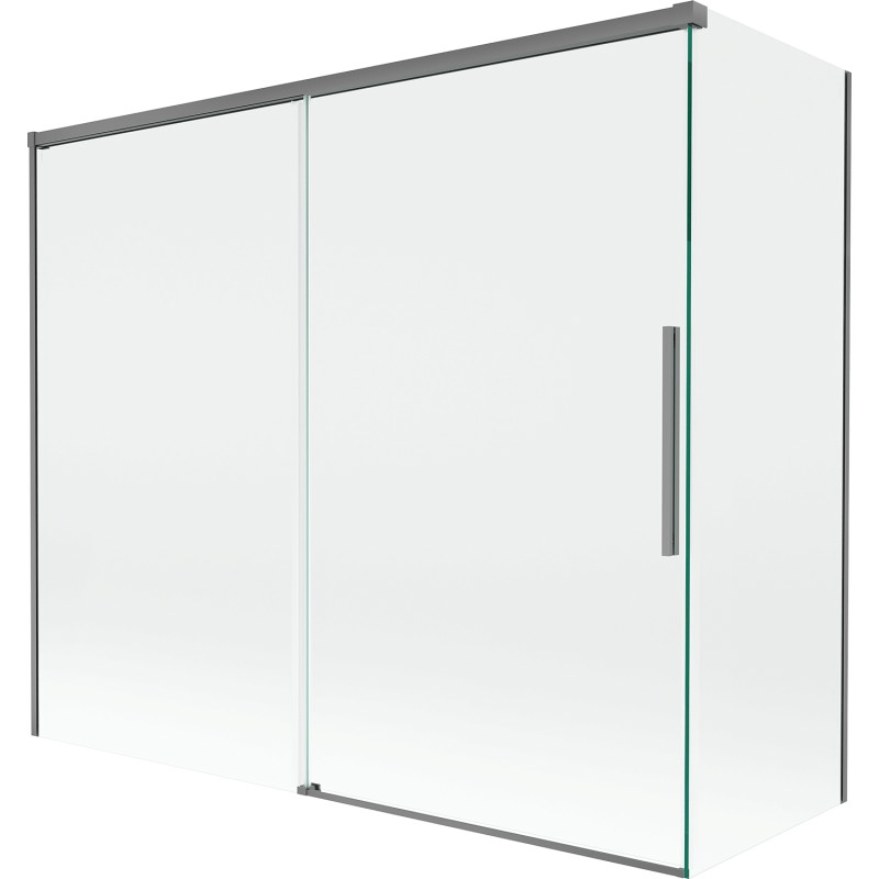 Mexen Rox kahe tiivaga vannitoa paravan, lükanduksed 180 + 90 x 150 cm, läbipaistev, püssmetall - 8C9-180-090-95-00