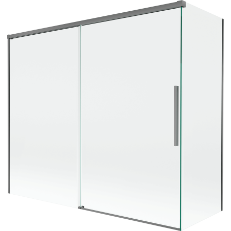 Mexen Rox kahe tiivaga vannitoa paravan, lükanduksed 180 + 90 x 150 cm, läbipaistev, püssmetall - 8C9-180-090-95-00