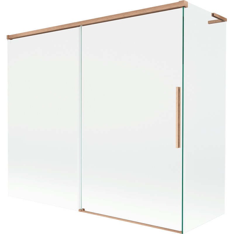 Mexen Rox L klizni paravan za kadu s prozirnim staklom, 180 + 80 x 150 cm, četkana bakar - 8C9L-180-080-65-00