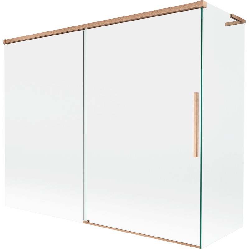Mexen Rox L vanniparavani, 2 tiibadega lükand, 190 + 80 x 150 cm, läbipaistev, harjatud vask - 8C9L-190-080-65-00