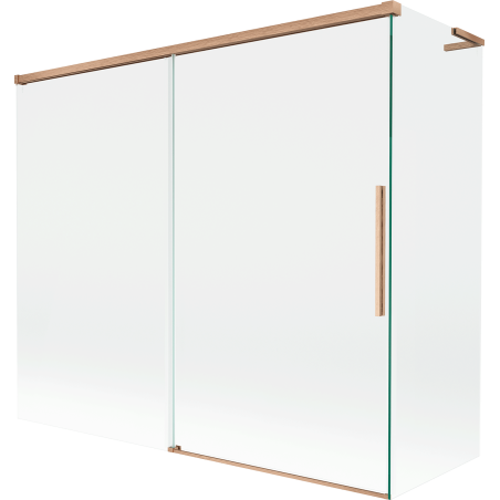 Mexen Rox L Badewannenfaltwand, 2-teilig, verschiebbar 180 + 90 x 150 cm, transparent, gebürstetes Kupfer - 8C9L-180-090-65-00