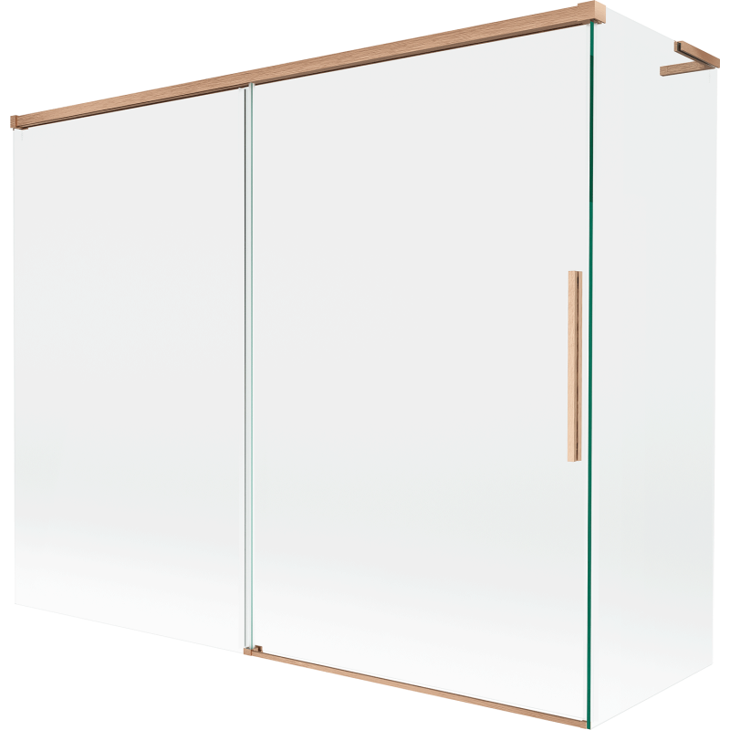 Mexen Rox L badwand 2-delig schuifbaar 190 + 90 x 150 cm, transparant, geborsteld koper - 8C9L-190-090-65-00