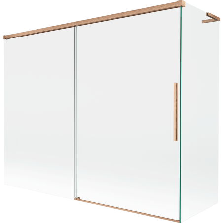 Mexen Rox L badwand 2-delig schuifbaar 190 + 90 x 150 cm, transparant, geborsteld koper - 8C9L-190-090-65-00