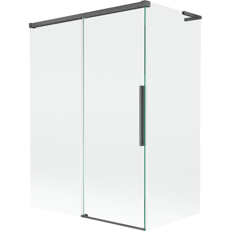 Mexen Rox L badwand 2-delig schuifbaar 120 + 70 x 150 cm, transparant, gungrijs geborsteld - 8C9L-120-070-66-00