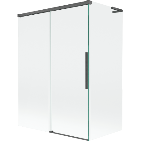 Mexen Rox L badwand 2-delig schuifbaar 120 + 70 x 150 cm, transparant, gungrijs geborsteld - 8C9L-120-070-66-00