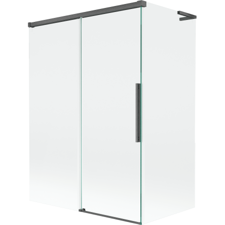 Mexen Rox L Duschabtrennung 2-flügelig verschiebbar 120 + 70 x 150 cm, transparent, gebürstetes Gun Gray - 8C9L-120-070-66-00