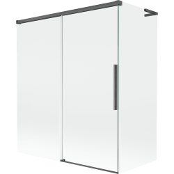 Mexen Rox L 2-osaline nihutav vanniekraan 140 + 70 x 150 cm, läbipaistev, harjatud gun gray - 8C9L-140-070-66-00