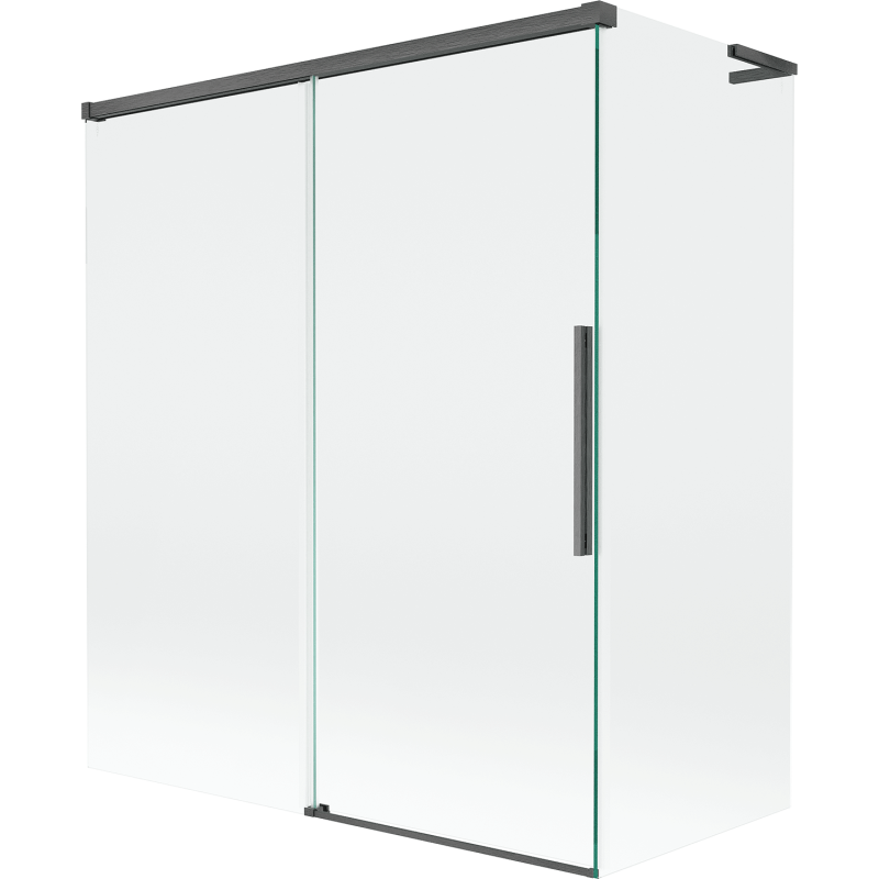Mexen Rox L badwand 2-delig schuifbaar 140 + 70 x 150 cm, transparant, geborsteld kanongrijs - 8C9L-140-070-66-00