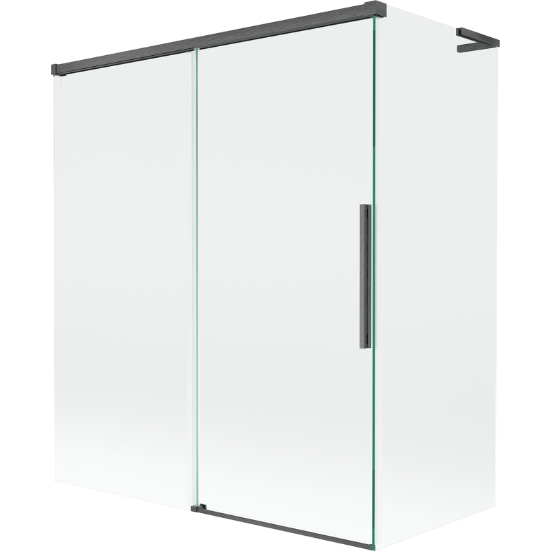 Mexen Rox L parawan nawannowy 2-skrzydłowy rozsuwany 140 + 70 x 150 cm, transparent, gun gray szczotkowany - 8C9L-140-070-66-00