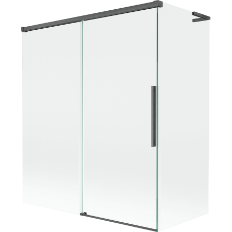 Mexen Rox L badwand 2-delig schuifbaar 140 + 70 x 150 cm, transparant, geborsteld kanongrijs - 8C9L-140-070-66-00