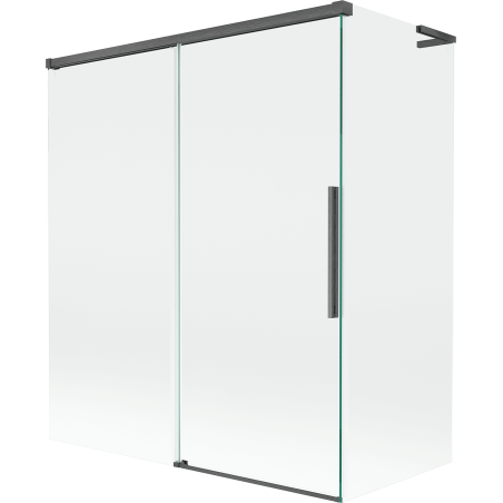 Mexen Rox L parawan nawannowy 2-skrzydłowy rozsuwany 140 + 70 x 150 cm, transparent, gun gray szczotkowany - 8C9L-140-070-66-00