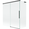 Mexen Rox L badwand 2-delig schuifbaar 140 + 70 x 150 cm, transparant, geborsteld kanongrijs - 8C9L-140-070-66-00