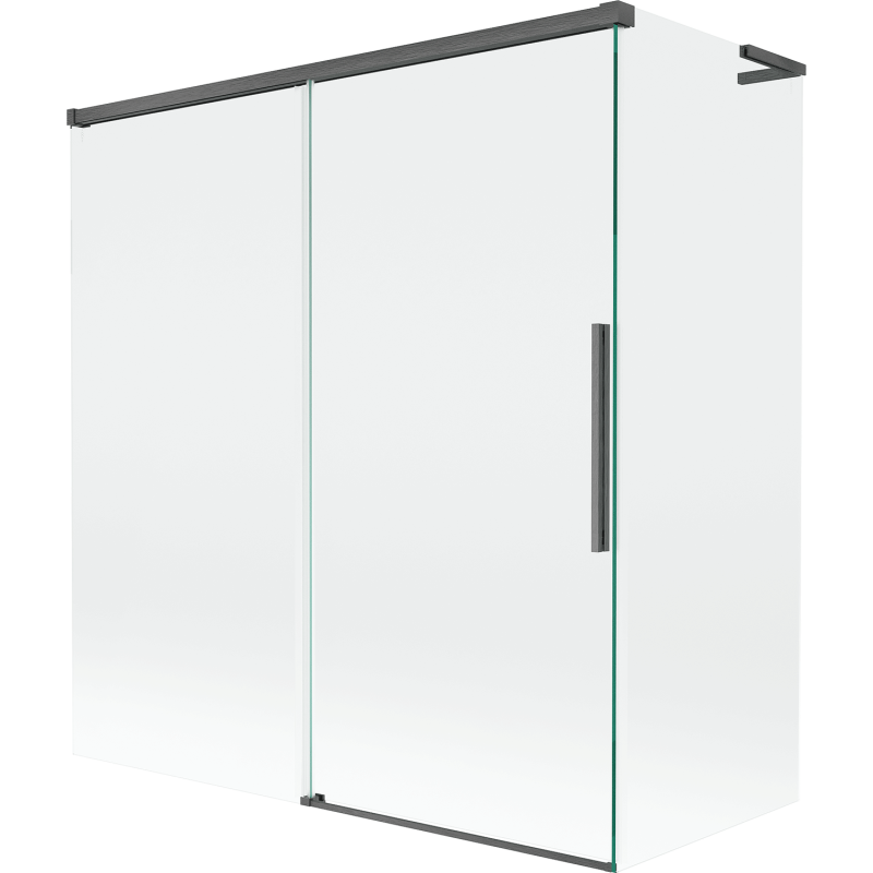 Mexen Rox L badwand 2-delige schuifbaar 150 + 70 x 150 cm, transparant, geborsteld geweergrijs - 8C9L-150-070-66-00