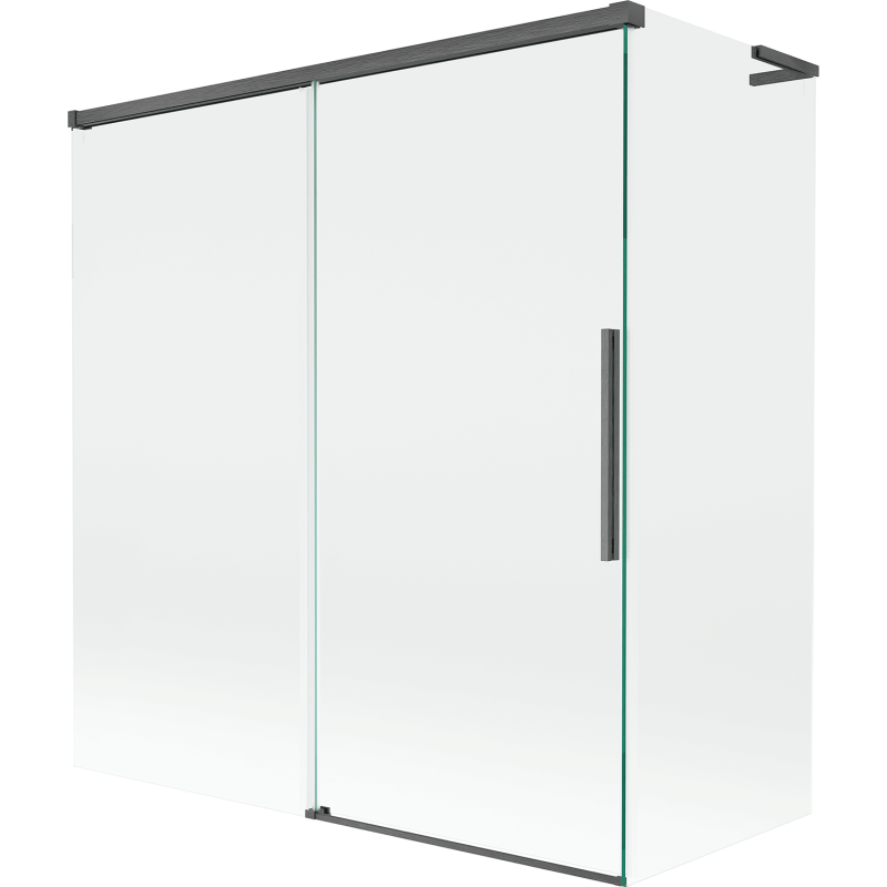 Mexen Rox L parawan nawannowy 2-skrzydłowy rozsuwany 150 + 70 x 150 cm, transparent, gun gray szczotkowany - 8C9L-150-070-66-00