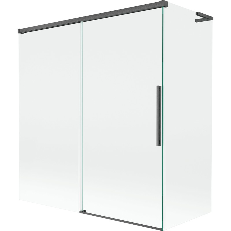 Mexen Rox L vannilaud 2-osaline lükand, 150 + 70 x 150 cm, läbipaistev, harjatud relvagriin - 8C9L-150-070-66-00