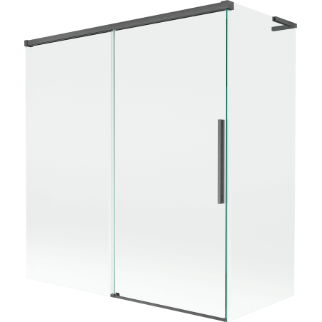 Mexen Rox L badwand 2-delige schuifbaar 150 + 70 x 150 cm, transparant, geborsteld geweergrijs - 8C9L-150-070-66-00