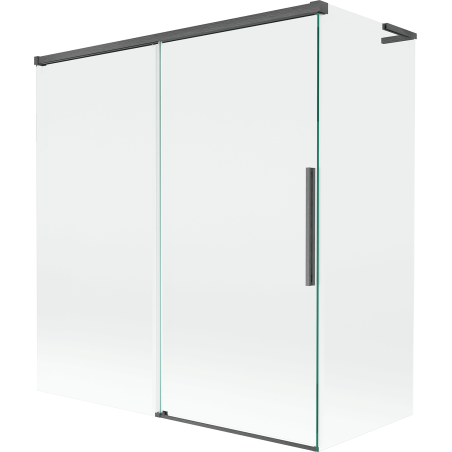 Mexen Rox L parawan nawannowy 2-skrzydłowy rozsuwany 150 + 70 x 150 cm, transparent, gun gray szczotkowany - 8C9L-150-070-66-00