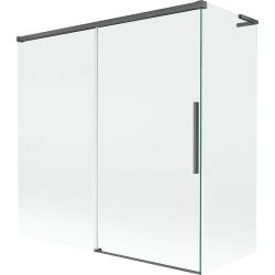 Mexen Rox L 2-osaline lükandustega dušisein 160 + 70 x 150 cm, läbipaistev, harjatud relv-hall - 8C9L-160-070-66-00