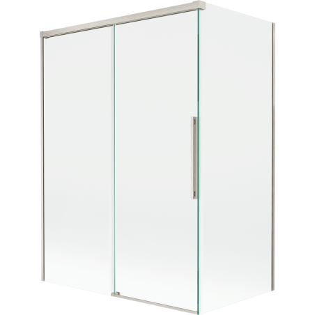 Mexen Rox Badewannenwand 2-flügelig verschiebbar 120 + 70 x 150 cm, transparent, gebürstetes Nickel - 8C9-120-070-97-00