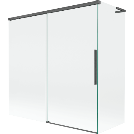Mexen Rox L zweiteilige, schiebbare Badewannenfaltwand 160 + 75 x 150 cm, transparent, gebürstet gun gray - 8C9L-160-075-66-00