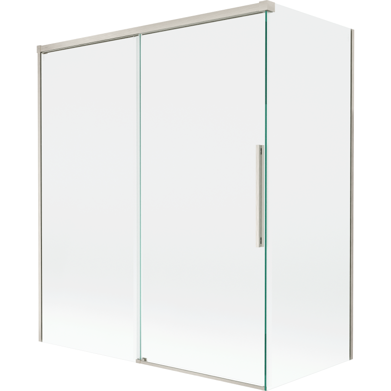 Mexen Rox badwand 2-delig schuifbaar 140 + 70 x 150 cm, transparant, geborsteld nikkel - 8C9-140-070-97-00