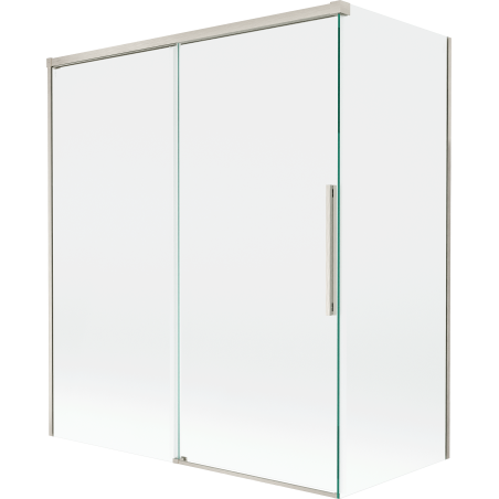 Mexen Rox Duschabtrennung 2-flügelig verschiebbar 140 + 70 x 150 cm, transparent, gebürstetes Nickel - 8C9-140-070-97-00