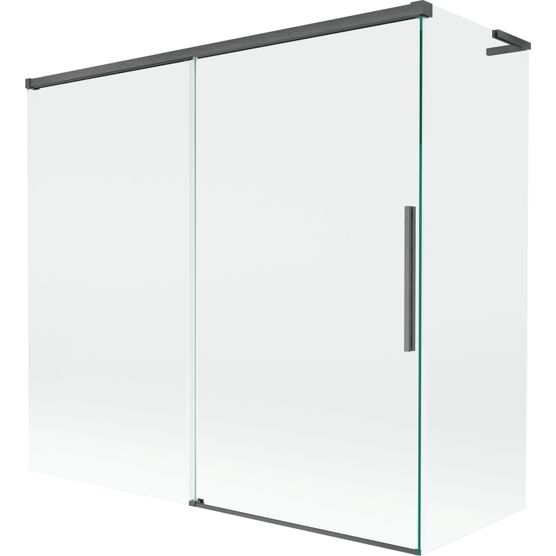 Mexen Rox L badwand 2-delige schuifdeur 170 + 75 x 150 cm, transparant, geborsteld grijs - 8C9L-170-075-66-00