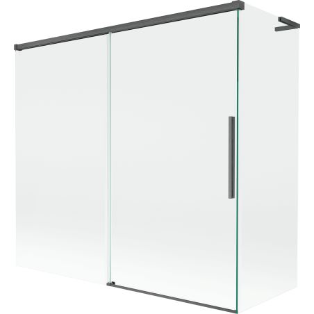 Mexen Rox L badwand 2-delige schuifdeur 170 + 75 x 150 cm, transparant, geborsteld grijs - 8C9L-170-075-66-00
